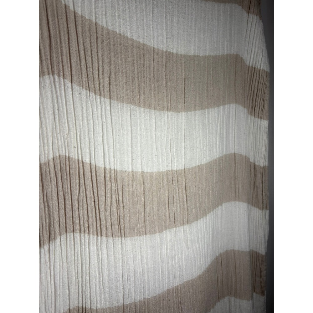 Kariban Beige White Striped Lightweight Cotton Scarf Besancon L'air Du Temps - Picture 3 of 7
